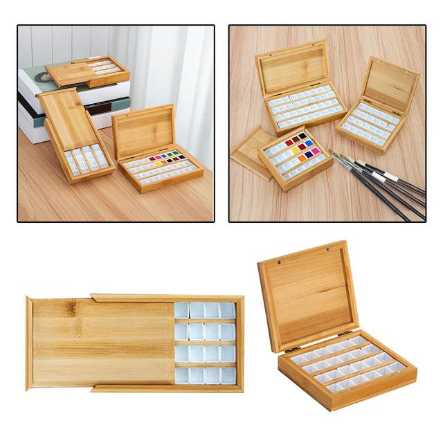 New Stained Artist Painting Sketch Box With Wooden Palette 