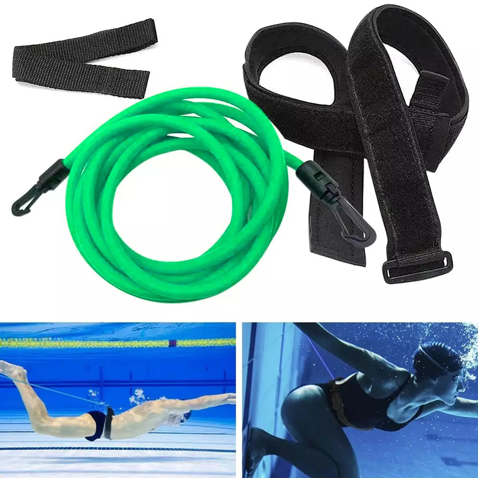 Swimming Resistance Belt Practice Exercise Swim Trainer Tether Mesh Bag
