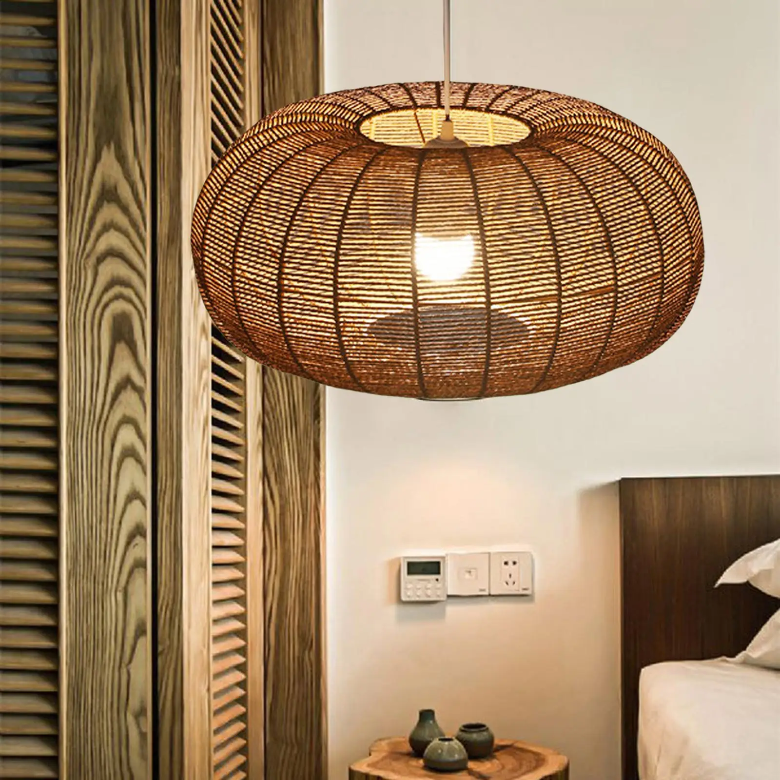 Nordic Pendant Lamp Shade Paper Rope Hanging Light Fixture Restaurant Hotel
