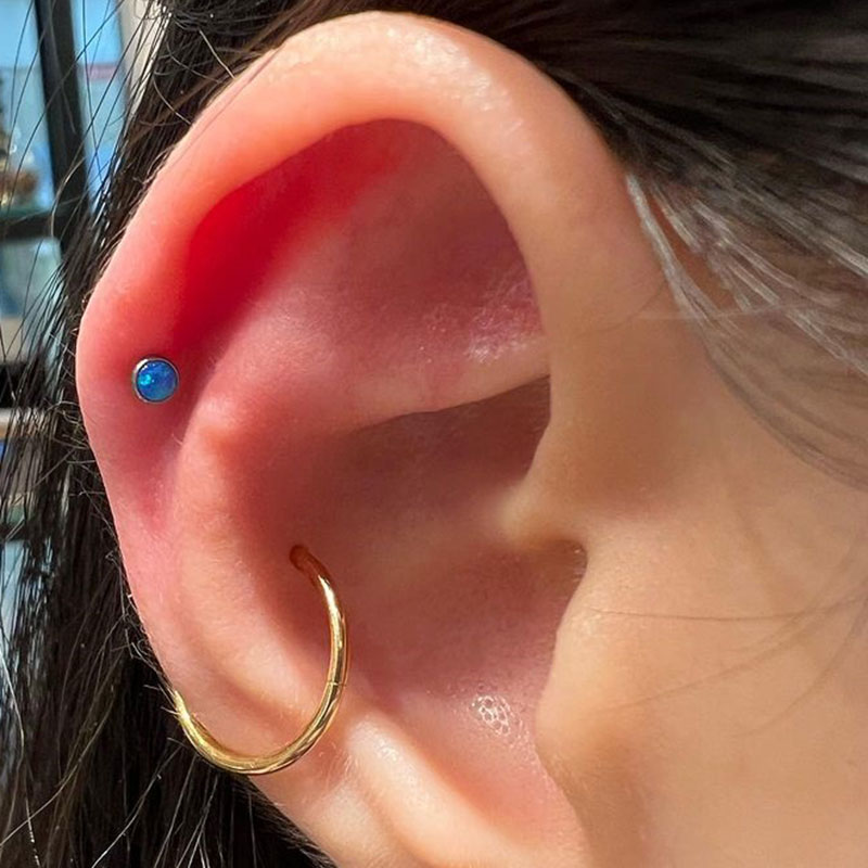 Astm f136 titan pierc kreisförmige ohr lippen stecker mit naturstein platte labret zungen nasen stecker ohrringe körper piercing schmuck – Detail 8