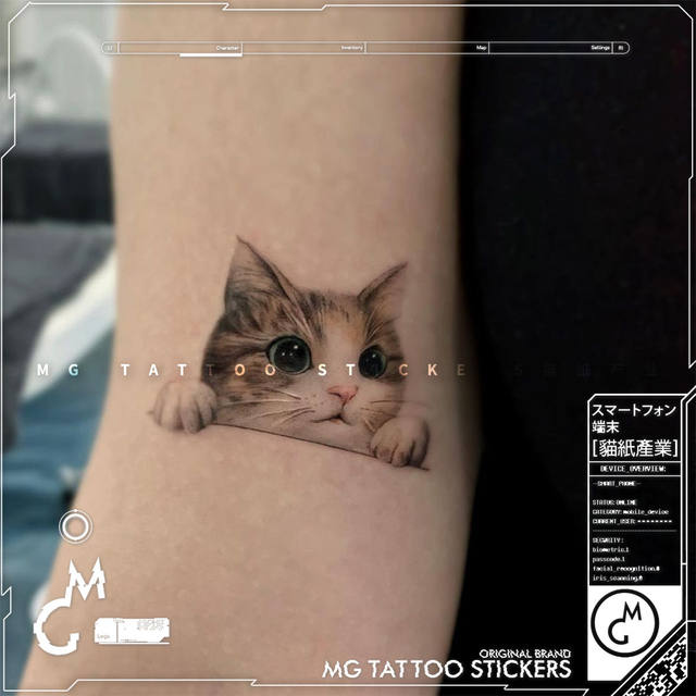 10+ Black Design Cat Temporary Tattoo Small Cute Sticker Tattoo