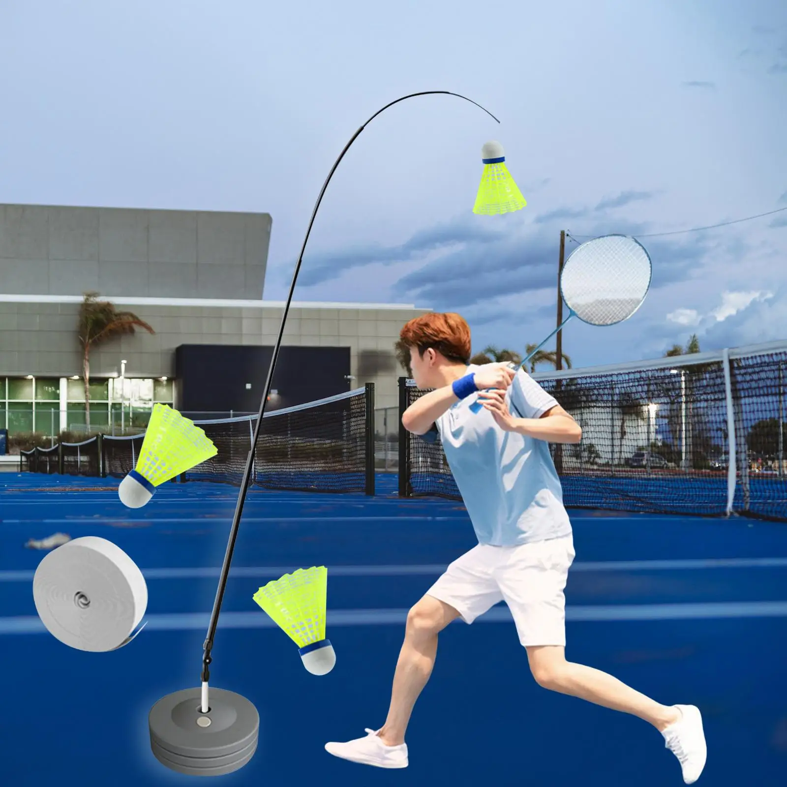 Self Practice Trainer Aid Badminton Training Device for Indoor Outdoor Exercise Kids Adults