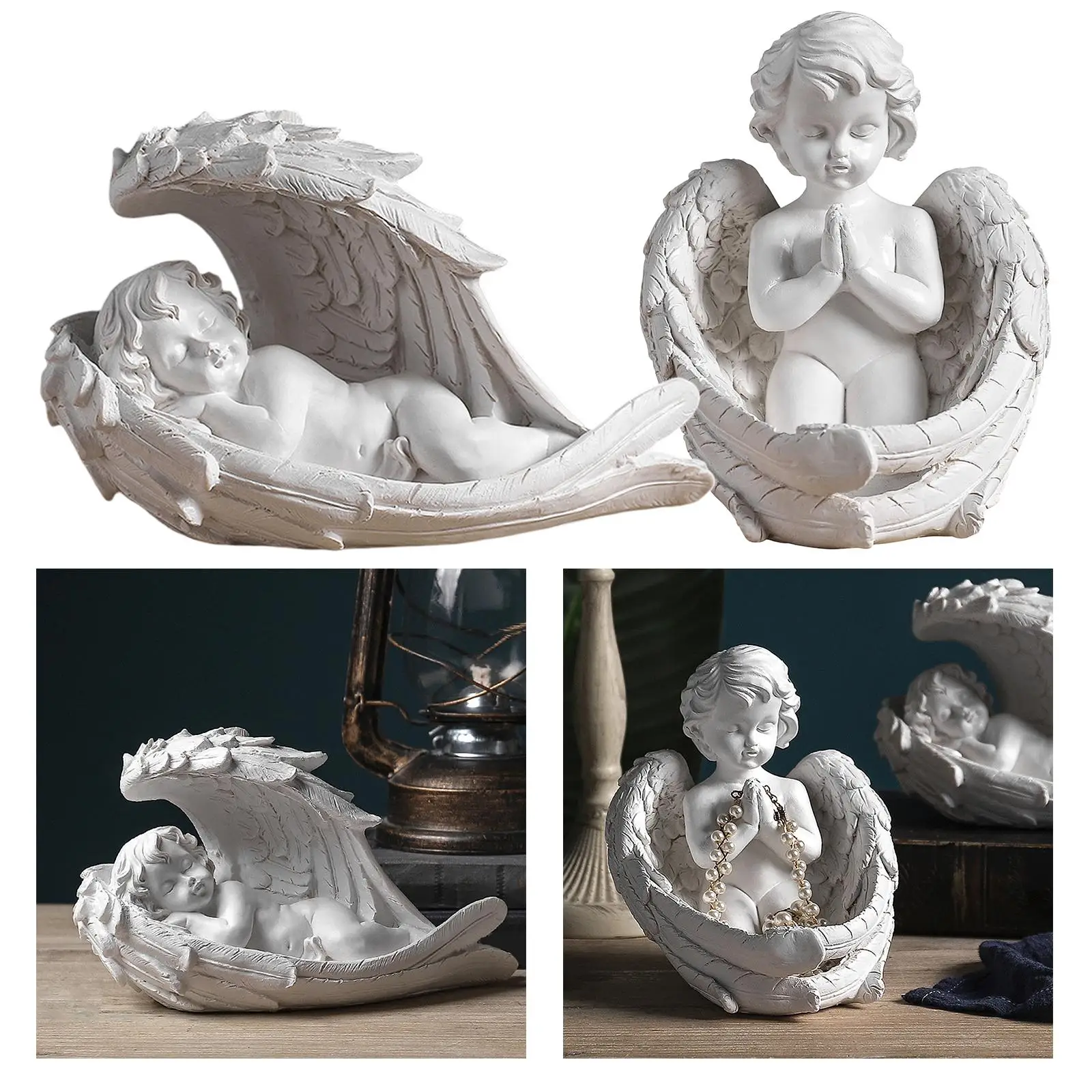 Resin Cherubs Baby Statue Sleeping Angel Figurine Decoration Sculpture