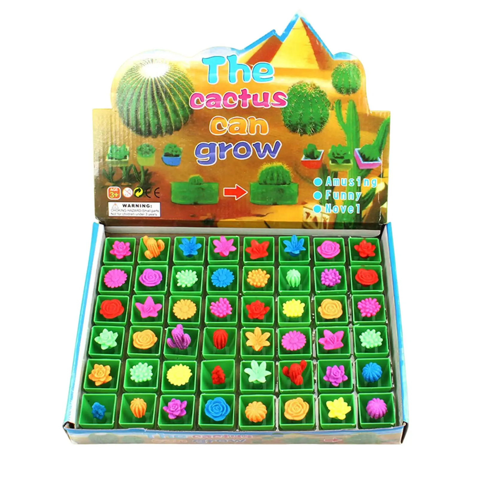 48Pcs Water Growing Cactus Toys Desk Decoration Easter Egg Filler Grow Expansion Plant for Child Toddler Gifts