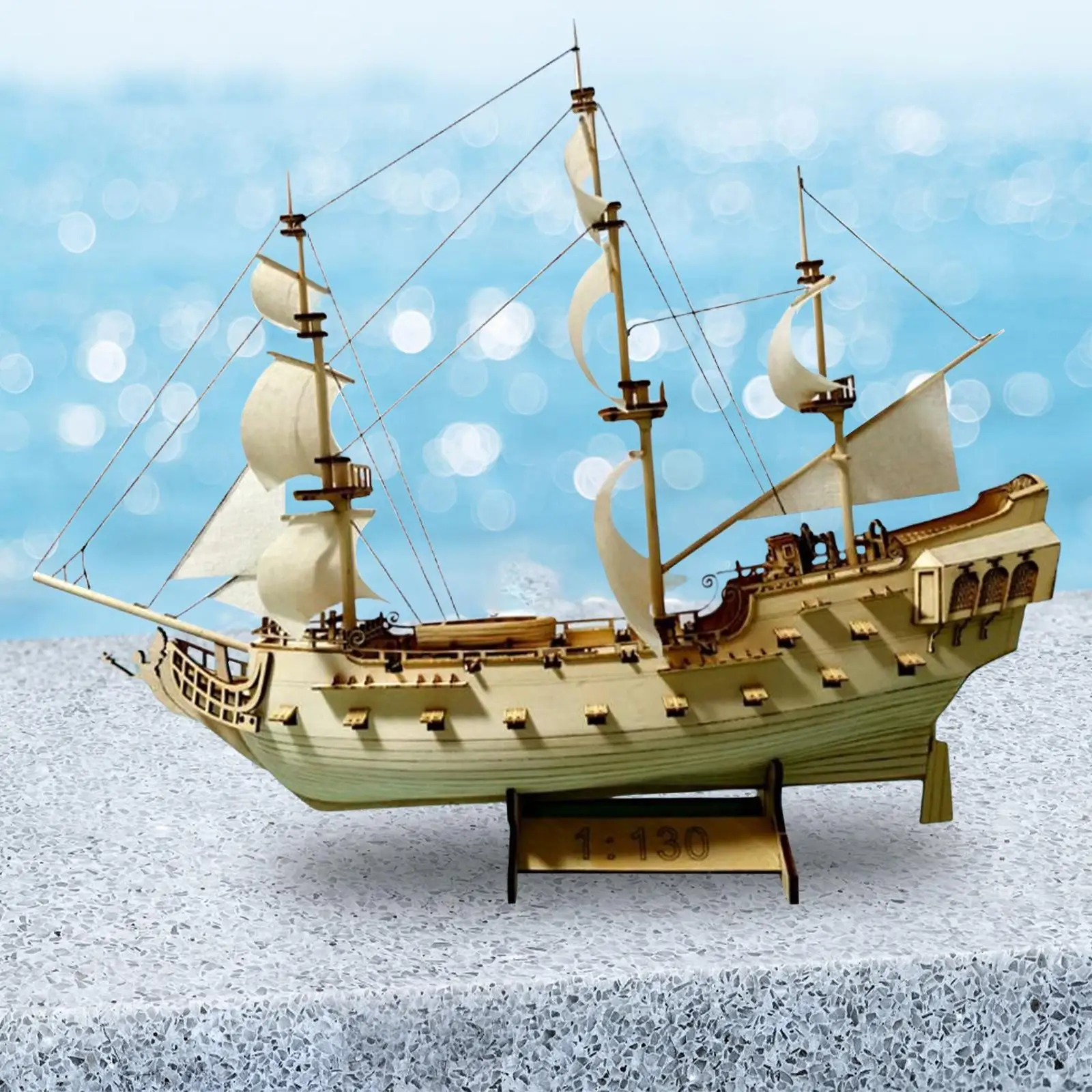 1:300 Scale Wooden Sailing Boat Kits Vessel  3D Puzzles Unfinished Sailboat for Collectibles  Birthday Gift Desk Decor