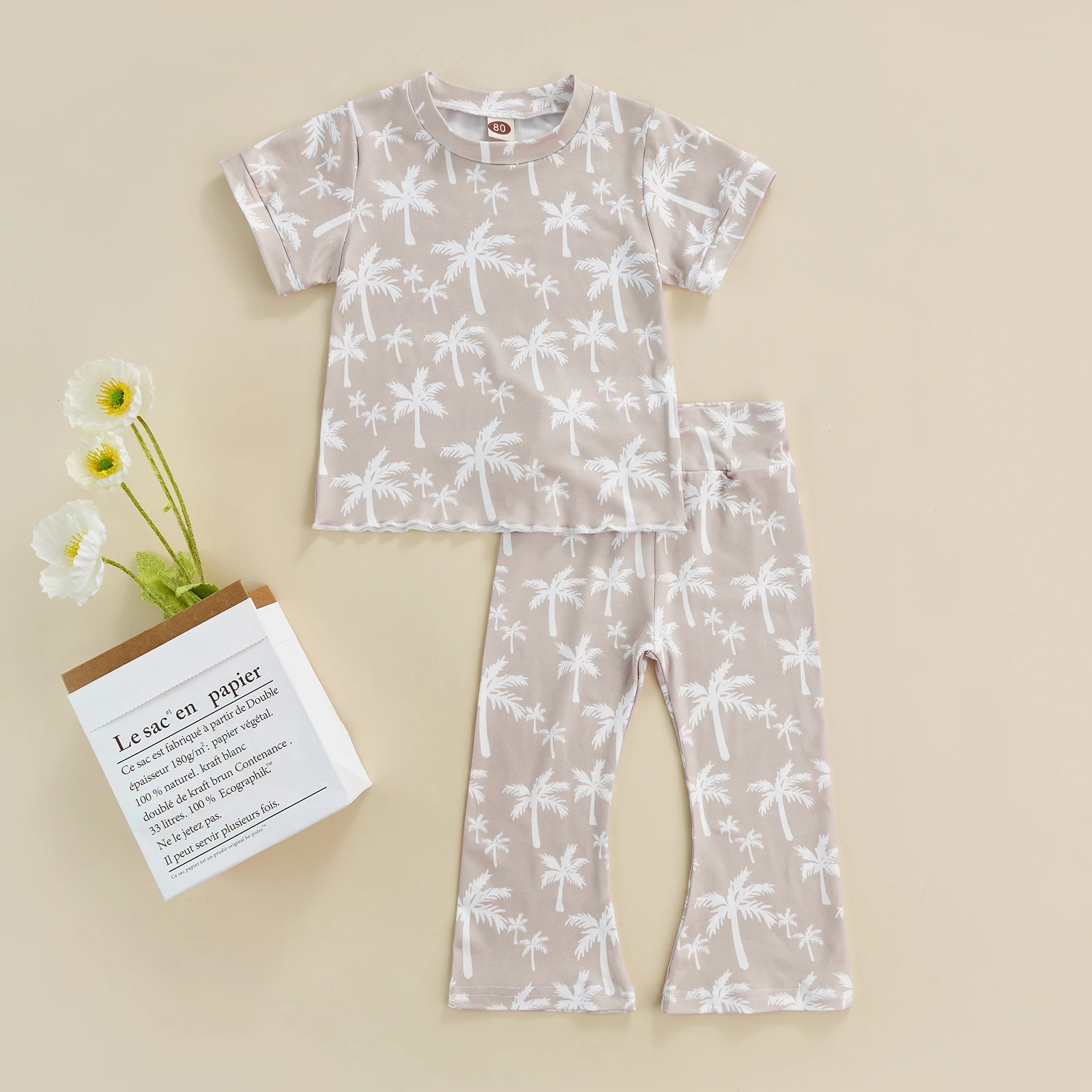 baby clothing sets	 2022 1-6Y Summer Kids Girl Boy Clothing Coconut Tree Print Round Neck Short Sleeve T-shirt+Pants Casual Toddler Outfits 2pcs Set dress up time princess clothing sets