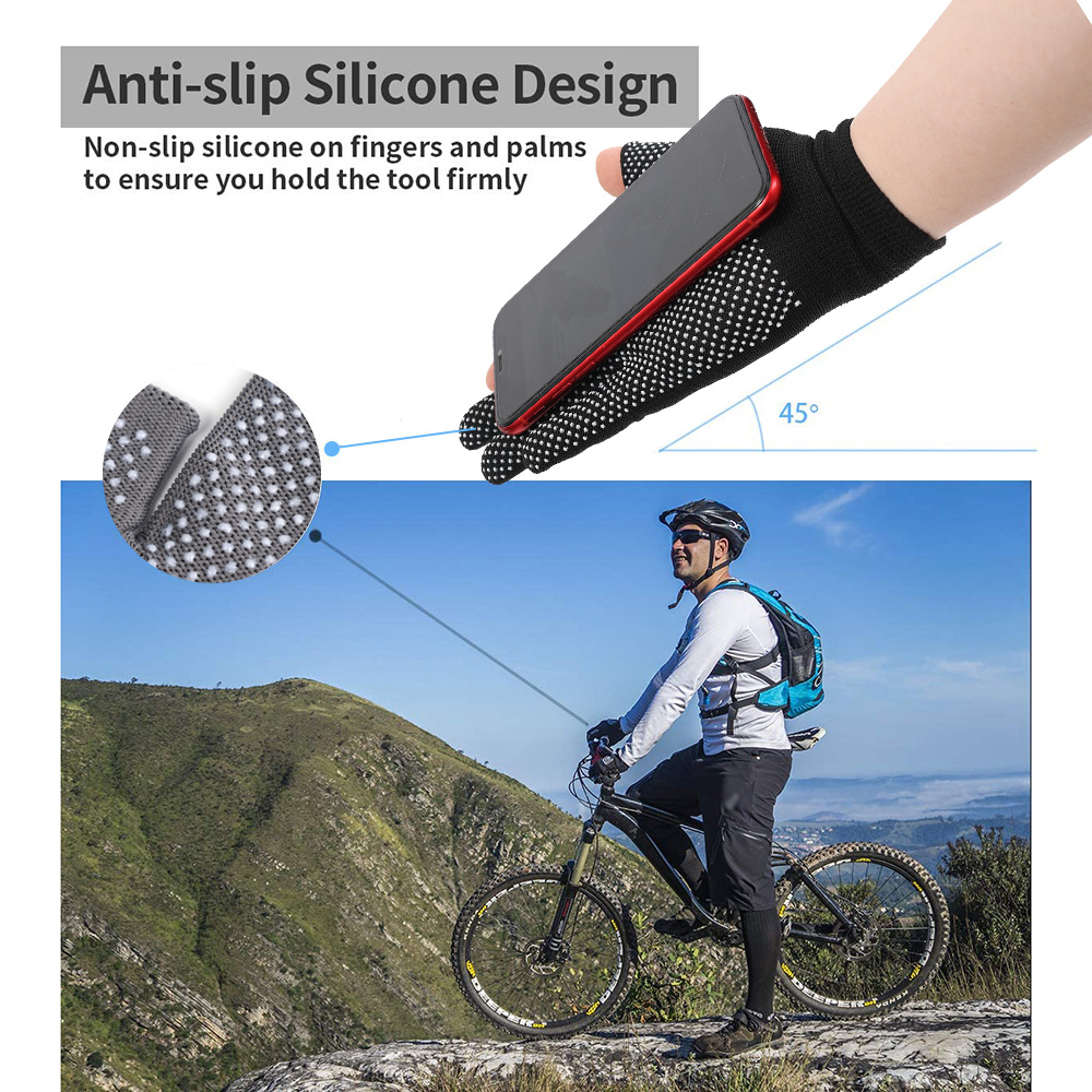 Non-slip Nylon Gloves for Safety Work Outdoor Cycling Breathable Half Finger Gloves Mittens Men Fingerless Touchscreen Gloves