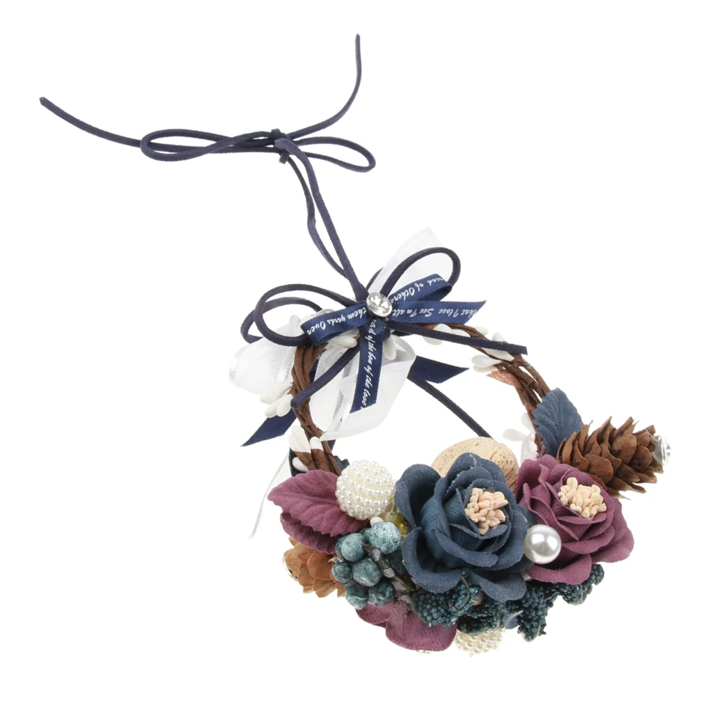 Car Rearview Mirror Hanging Ornament Preserved Flower Incense Pendant Blue