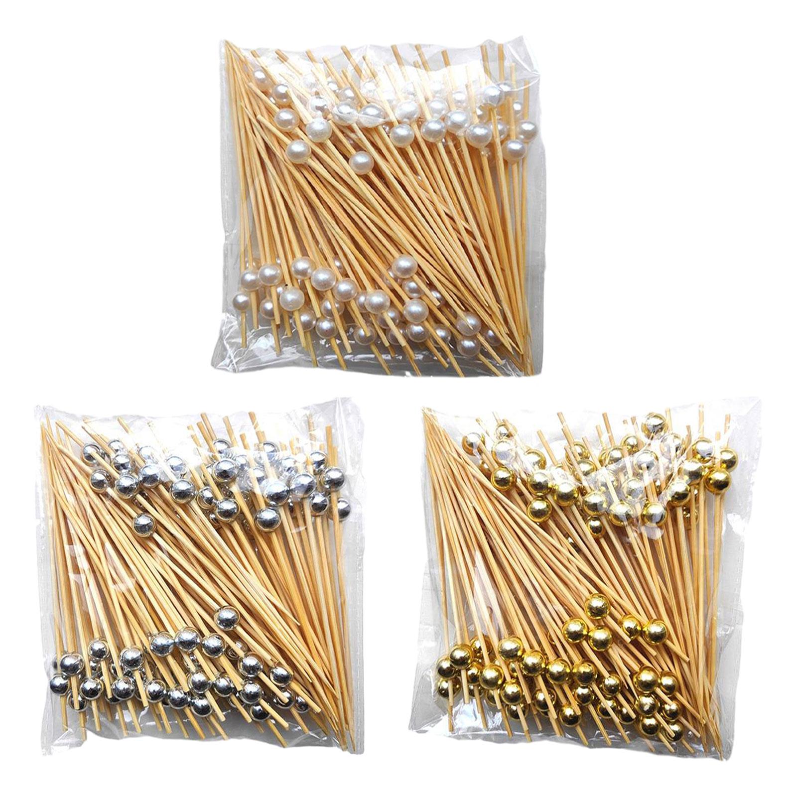 300Pcs Cocktail Sticks Disposable Food Fruit Forks Food Picks Bamboo Skewers for Appetizer Wedding Party Supplies Pastry Holiday