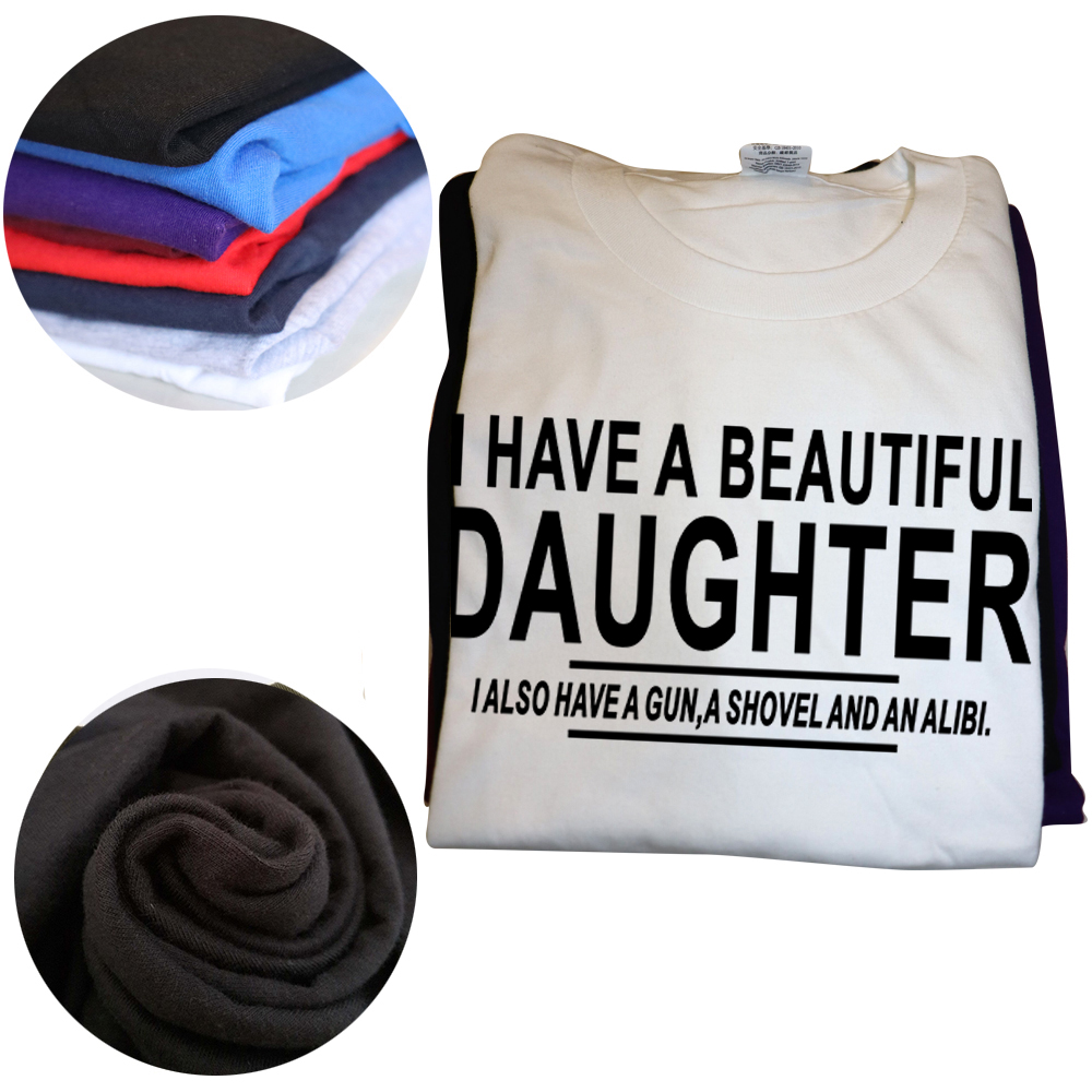 Neuheit Super Schöne Tochter Slogan T Shirt Gun Alibi Freund Warnung Witz Grafik Baumwolle Streetwear Geschenk Sommer T-shirt – Detail 3