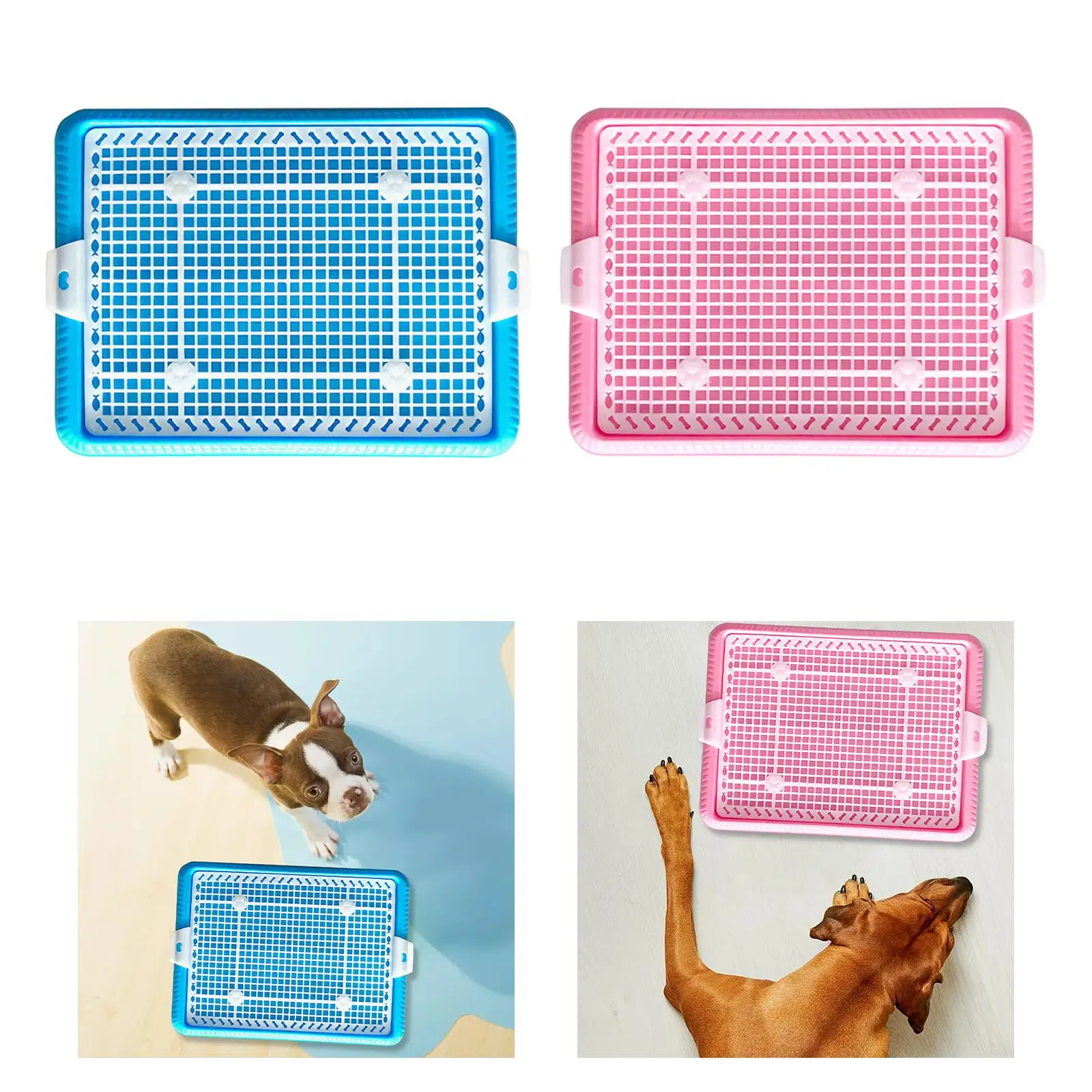 Dog Litter Boxes Indoor Easy to Clean Anti Slip Mesh Training Potty Pan Potty Trainer Corner for Small Size Dogs