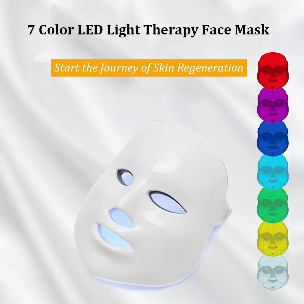 7 LED Light Photon Face Mask Rejuvenation Skin Therapy Anti Wrinkles Anti Aging
