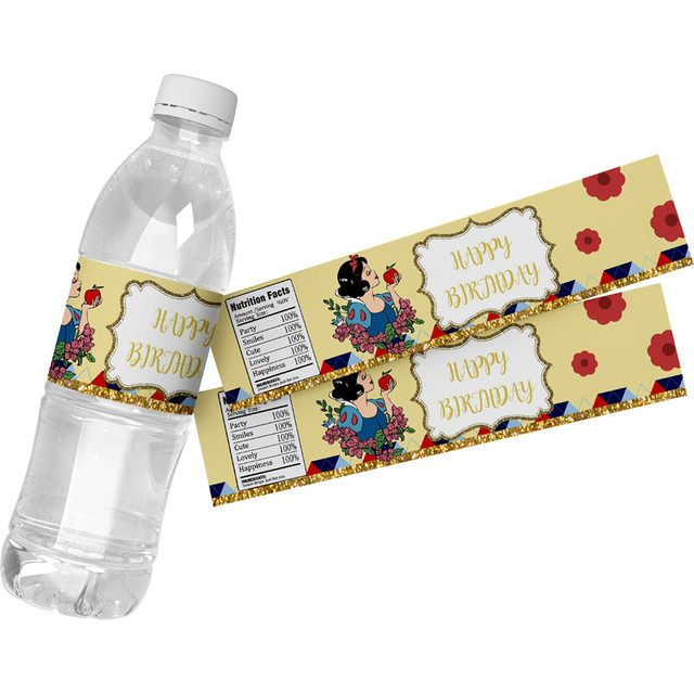 20 Disney Princess Water Bottle Sticker Labels, PARTY FAVORS