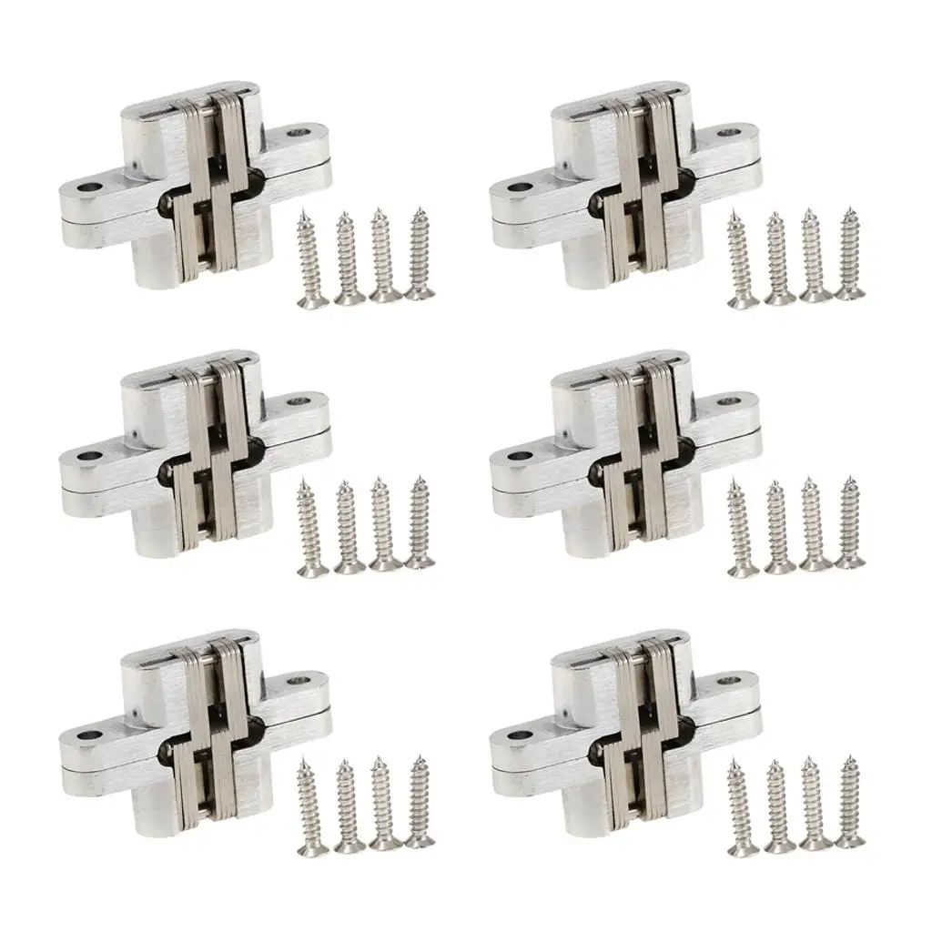 6Pcs Screws Mount Invisible Concealed  Hinges for Wooden Doors