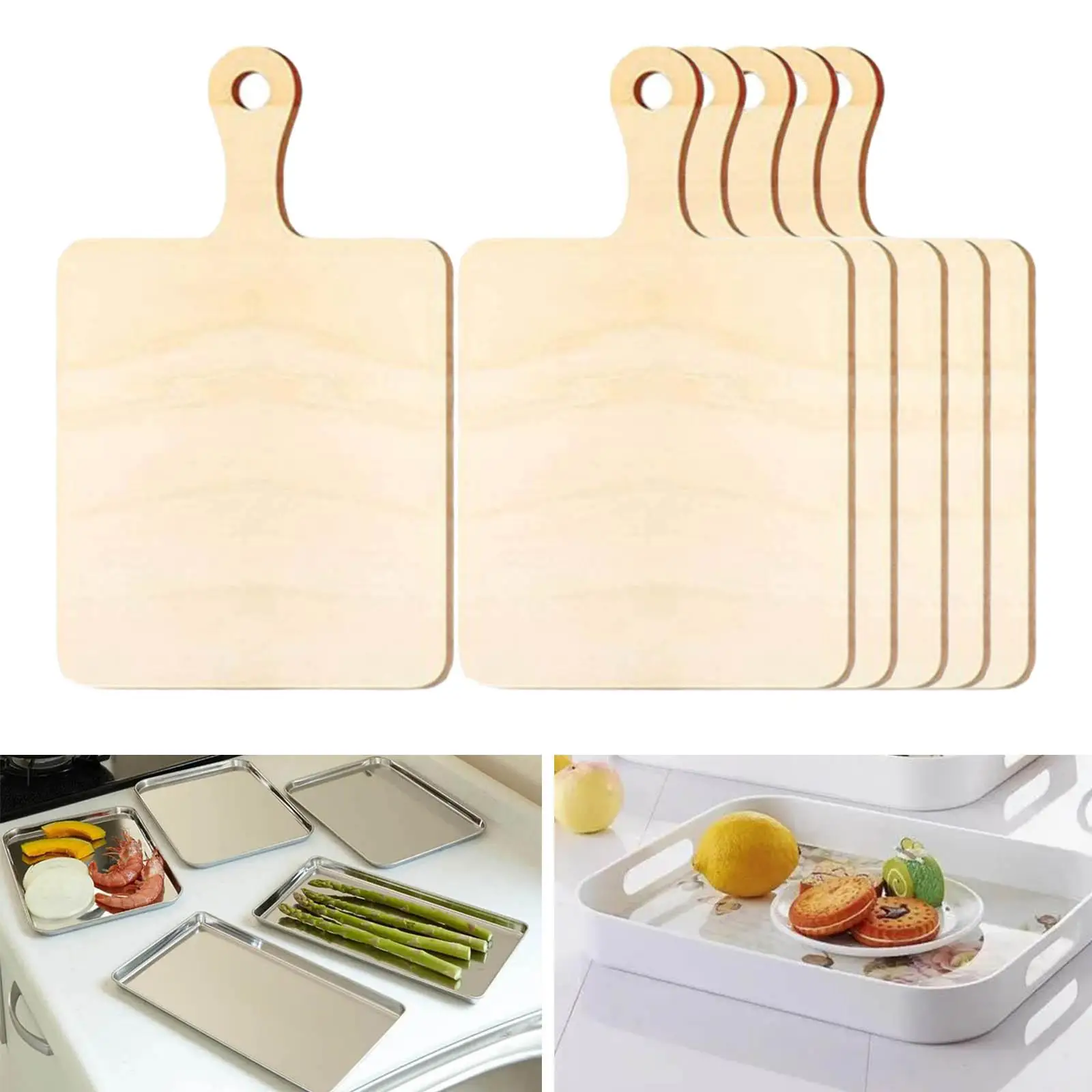 6x Small Cutting Board Chopping Board Set Vegetables Bread Board for Kitchen