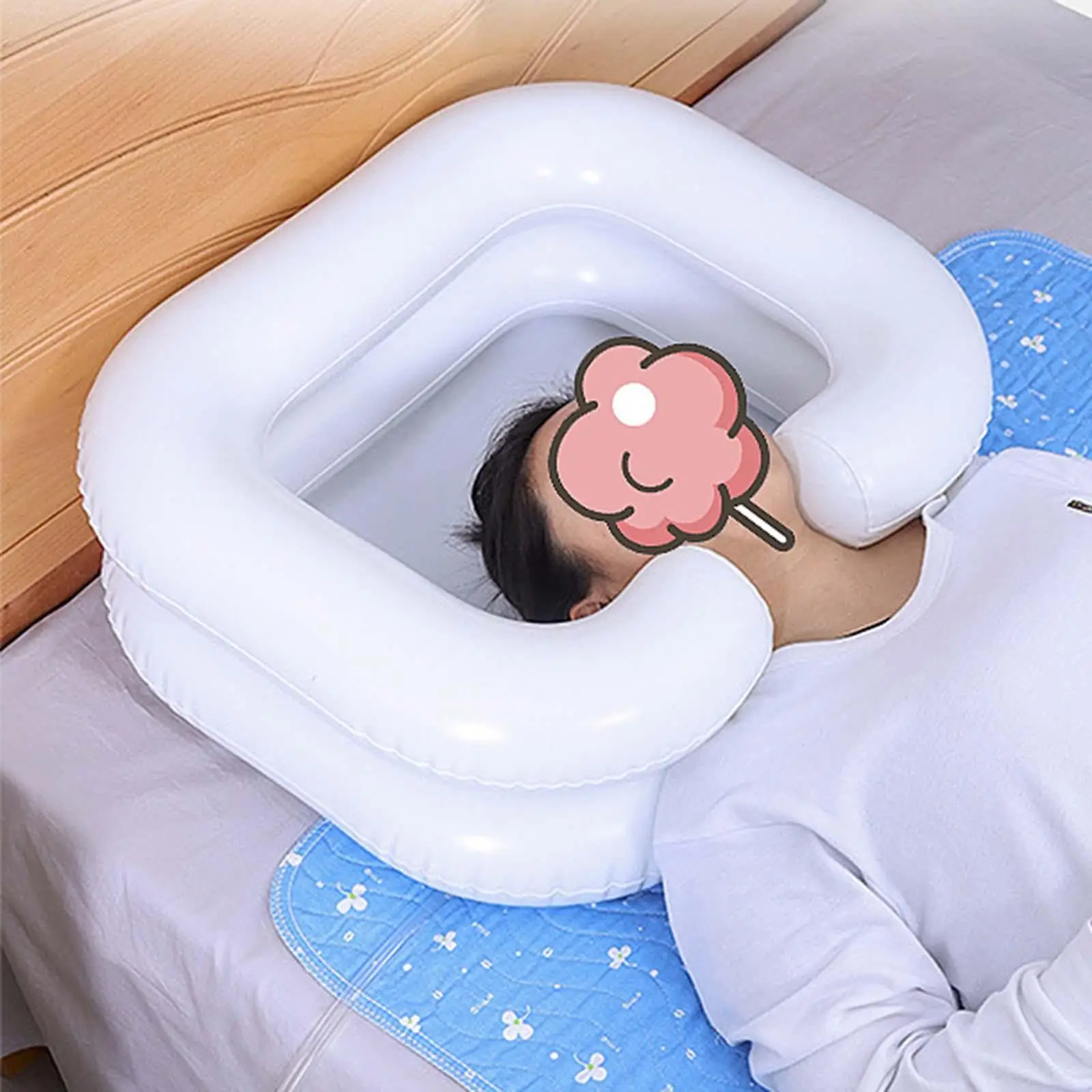 Inflatable Shampoo Bowl Wash Hair in Bed Bedside and in Bed Hair Washing