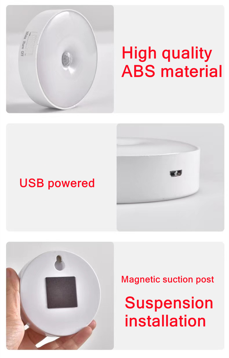 USB Night Light Motion Sensor Light LED Lamp With Switch Rechargeable Inductor Lights For Kitchen Stairs Hallway Closet Bedroom