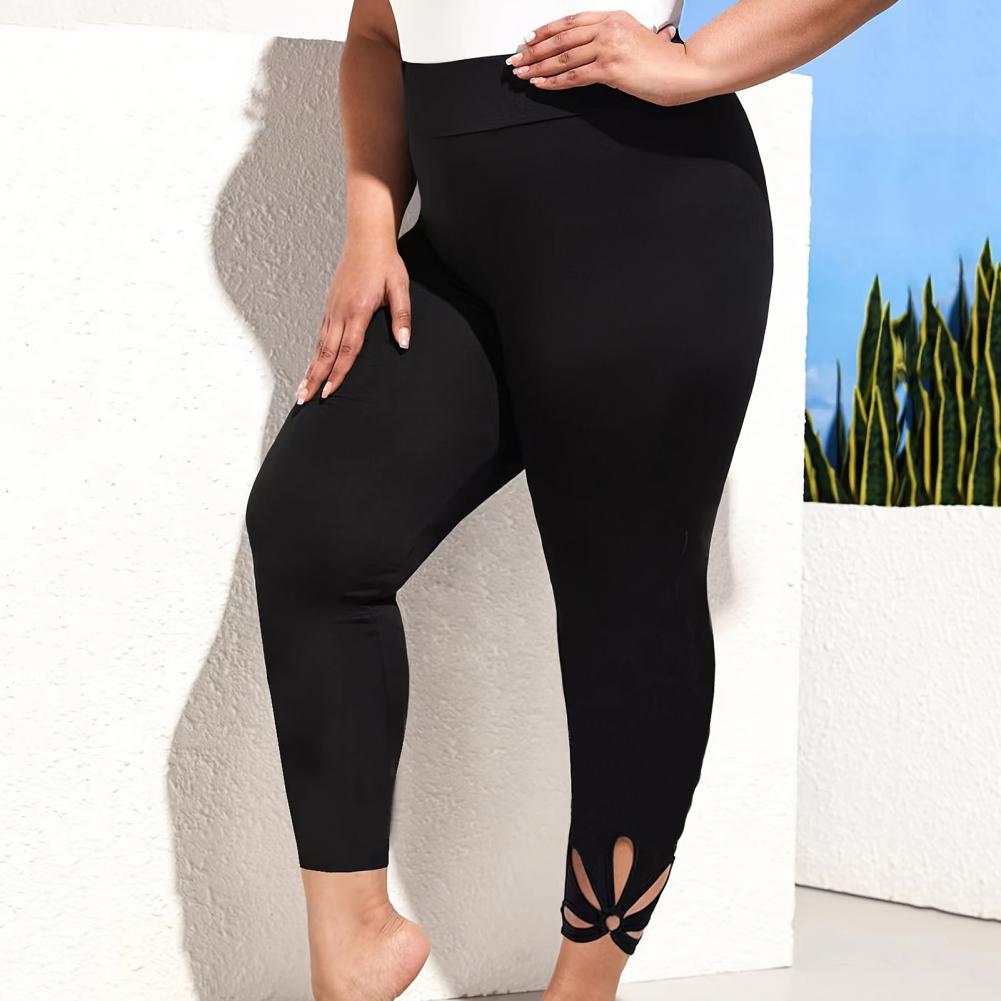 L-4XL Women High Waist Cropped Trousers Pants Elastic Bandage Leggings Super Elastic Yoga Pant