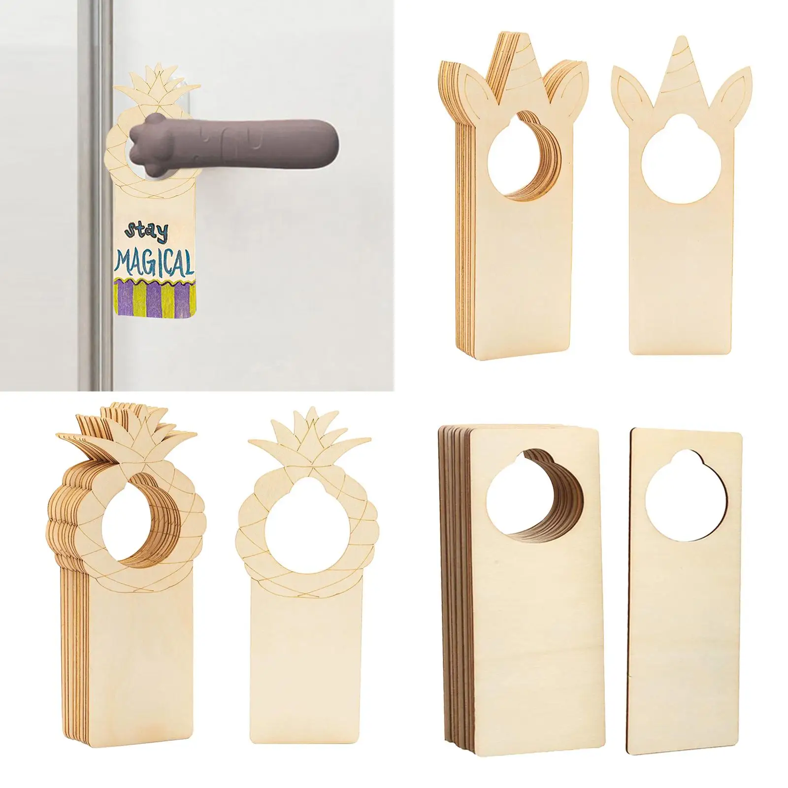 10 Pieces Unfinished Wood Door Knob Hangers Ornaments Slice Lightweight Hanging Tags for Painting Business Use Office Dorm Decor