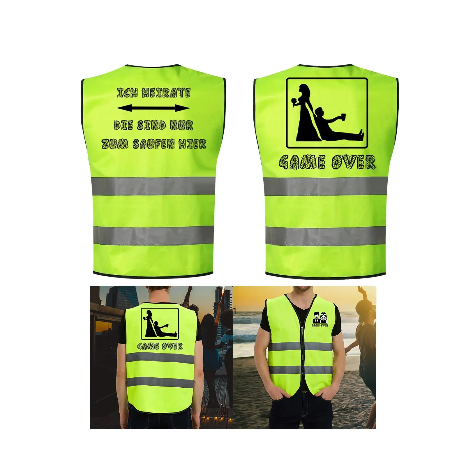 Men Reflective Vest Male High Visibility Waistcoat for Carnivals Photography