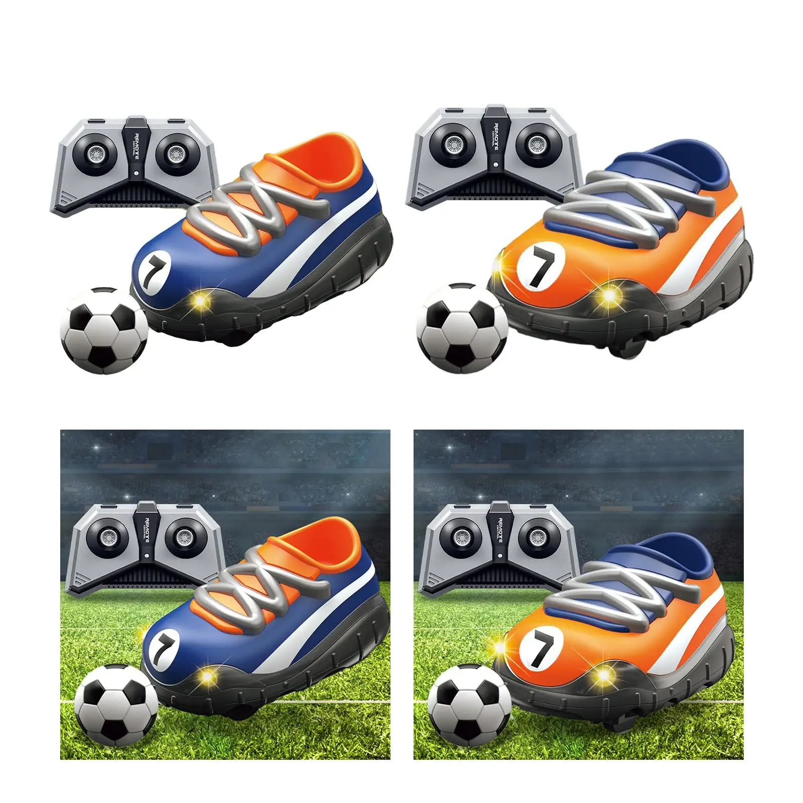 4 Channels RC Football Cars with LED Light Turn Right for Children Birthday Gifts