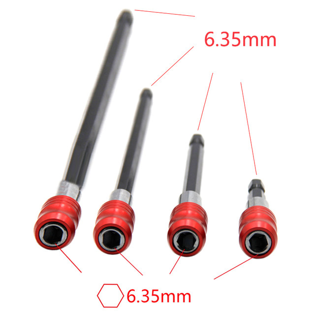 3 Prolunghe Magnetiche Esagonali 1/4" - 60mm, 100mm, 150mm Per Trapani E Cacciaviti, Quick Release - Foto 4