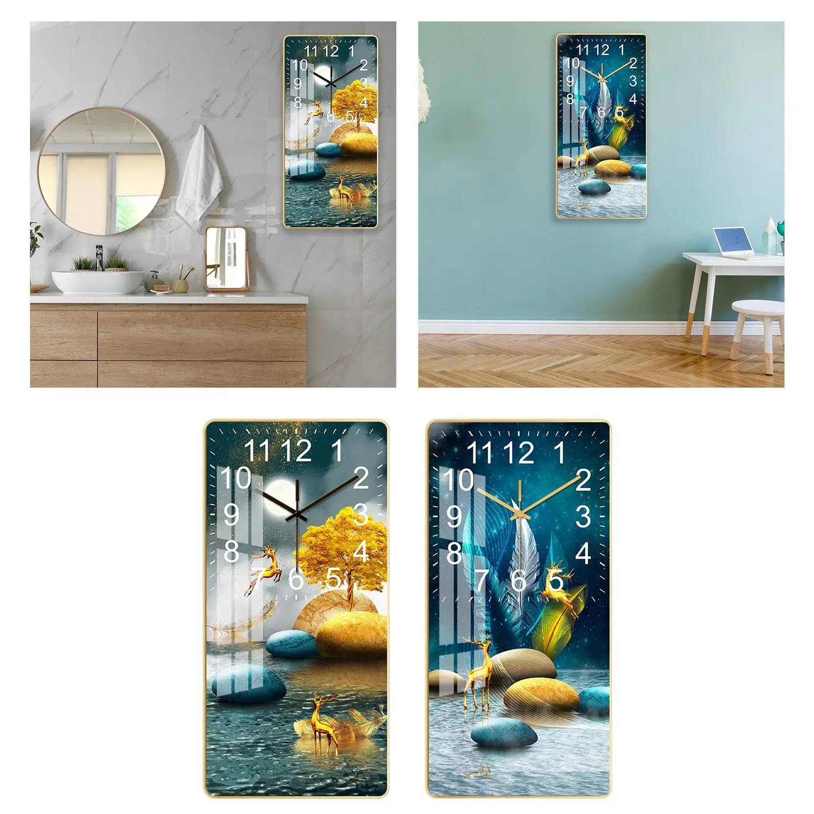 Creative Ceramic Wall Clock Wall Art Decor Bathroom Landscape Hanging Clocks