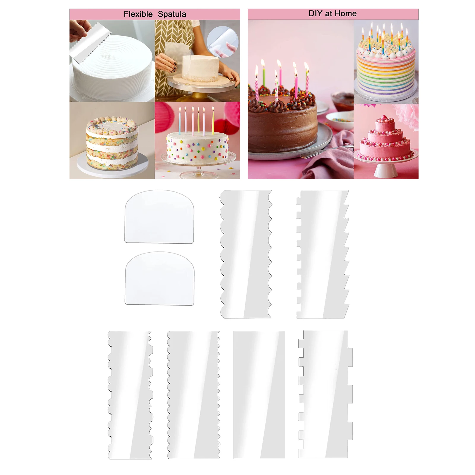 8Pcs Acrylic Cake Decorating Tools Handheld Portable Smooth Multipurpose Cake