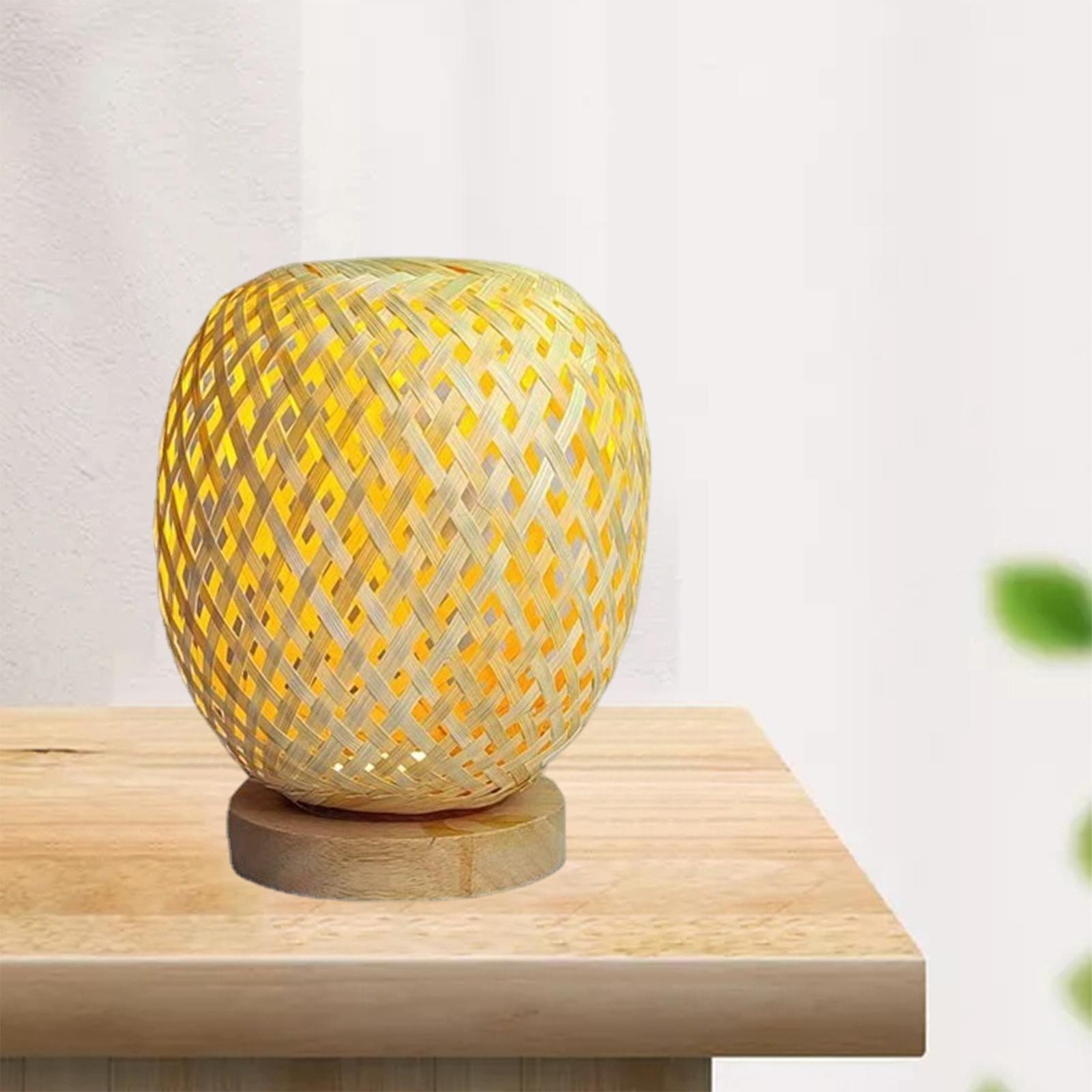 Unique Bamboo Table Lamps Bedroom Bedside Night Light Desk Lamp for Bedroom Cafe