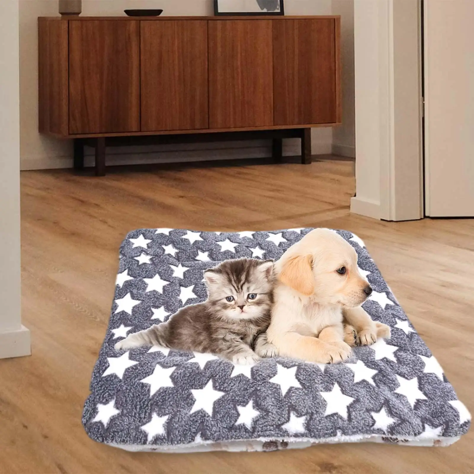 Soft Warm Pet Bed Mat Kennel Pad Pet Bed Liner Machine Washable Crate Mat with Cute Prints Pad for Medium Small Dogs and Cats