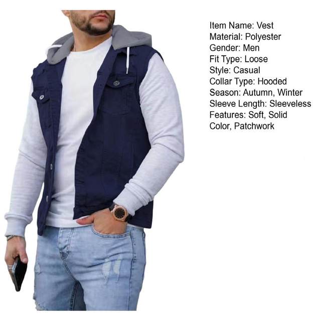 Denim Jacket Vest Winter Men | Denim Vest Mens Waistcoat | Denim