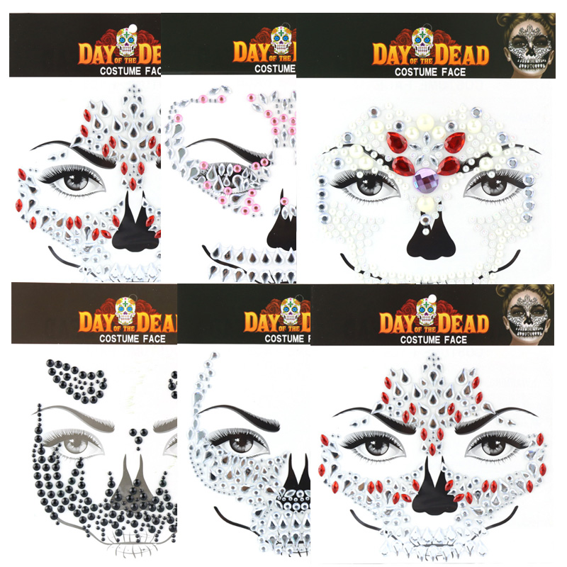 Best of Halloween Face Stickers Day Of The Dead Skull Temporary Rhinestone Face Tattoo Crystal Face Gem Sticker Festival Carnival Reviews & Tips