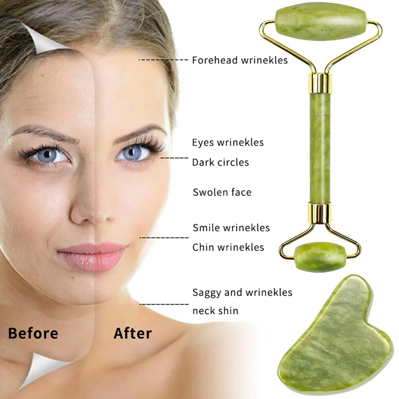 Best of Guasha Natural Stone Massage Face Jade Roller Gua Sha Massage Tool Set For SPA Body Visage Rouleau De Massage Rouleau Visage Reviews & Tips