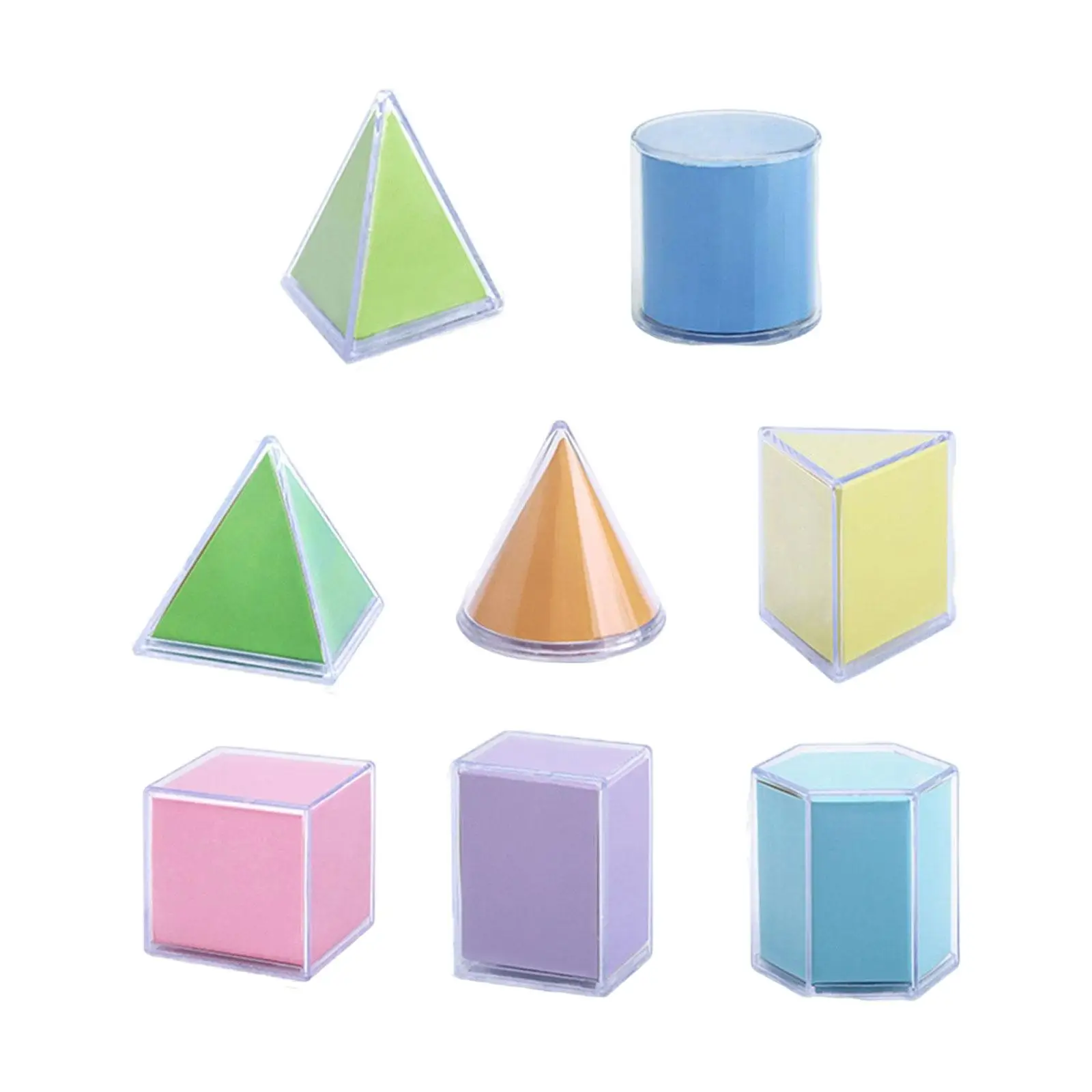 8 Pieces Transparent Geometric Shapes Blocks Montessori Toys Stacking Game Math