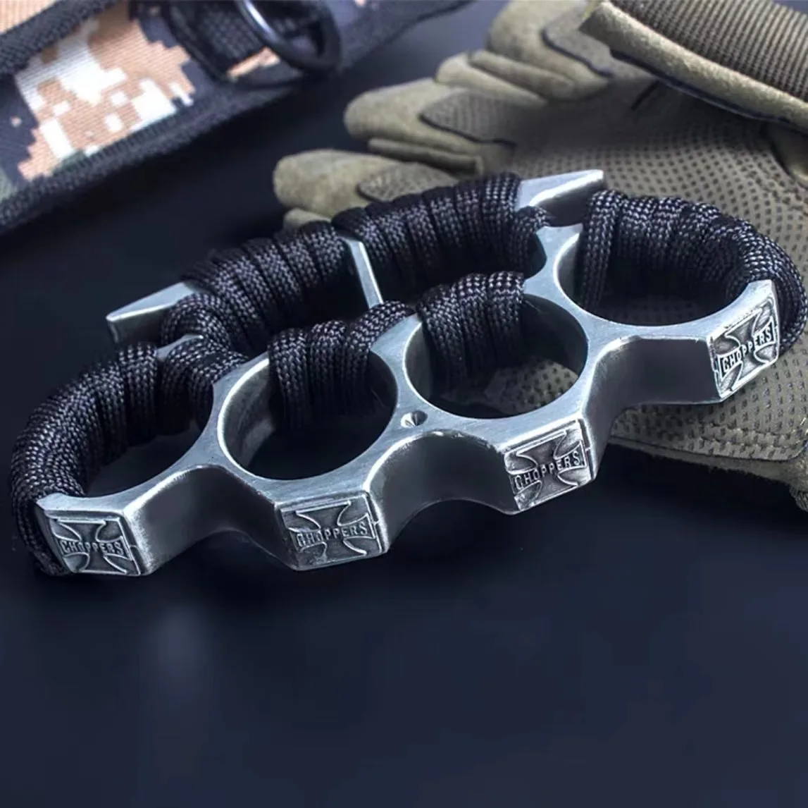 Self-defense wolf brass knuckles finger jab vehicle mounted escape device ring ring thickened hand brace fist buckle - 1 - top knives