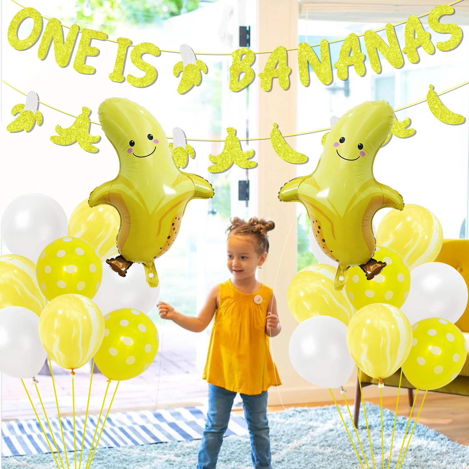 Party Decoration, One is Bananas Banner, Banana Balloons
