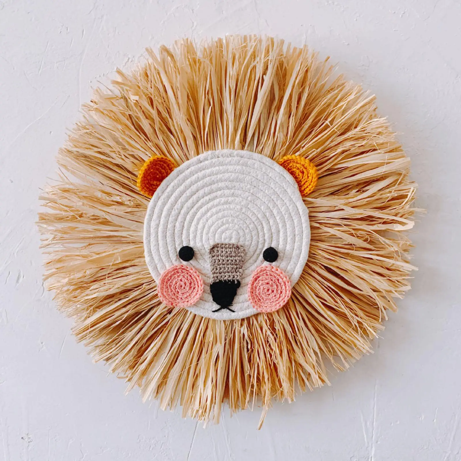 Straw Wall Hanging Tapestry Rattan Animal Cartoon Rural Woven Nordic Home 3D
