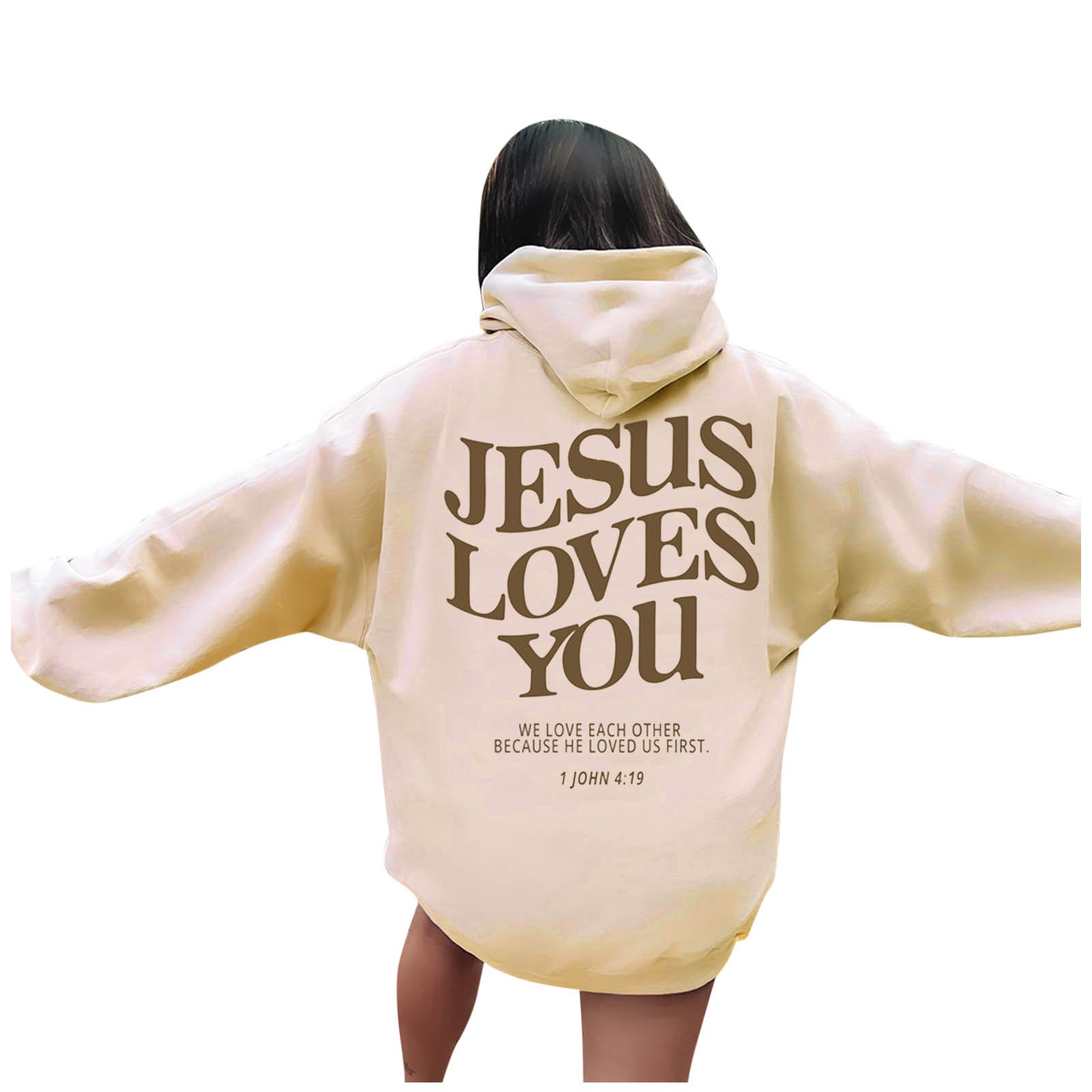 Title 2, Jesus Loves You Felpa con cappuccio grafica ove...