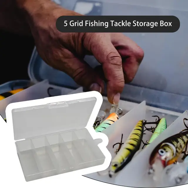 علبة معدات الصيد شفافة مع ثقب معلق تخزين البنود أدوات صيد السمك