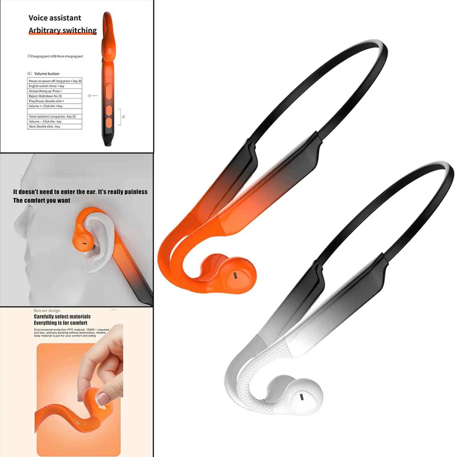 Gradient Color Air Conduction Bluetooth Headset Open Ear Sport Earphone for Jogging Running Driving Cycling