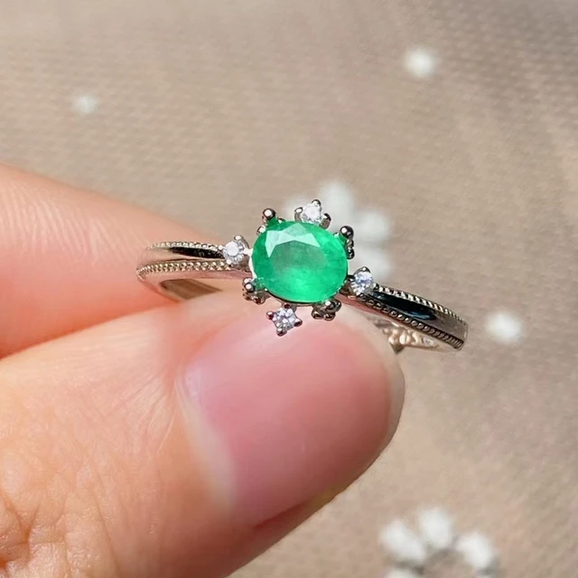 High 925 Sterling Silver Natural Gemstones Green Emerald Ring Wedding  Birthstone Bride Engagement Man Woman Ring Jewelry Size 6 7 8 9 10 | Wish