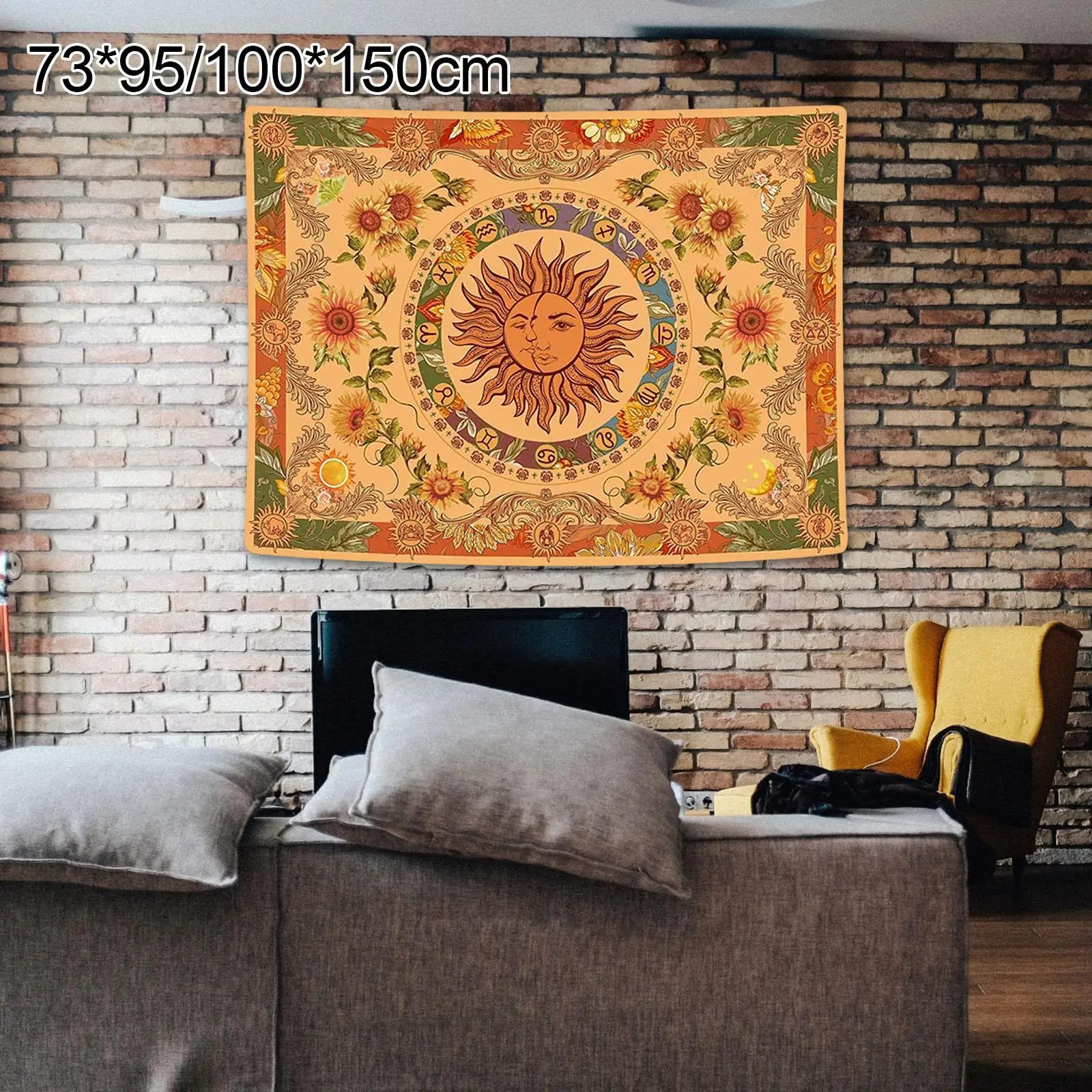 Sun and Moon Tapestry Mystic Handmade Dorm Home Door Wall Hanging Tapestries