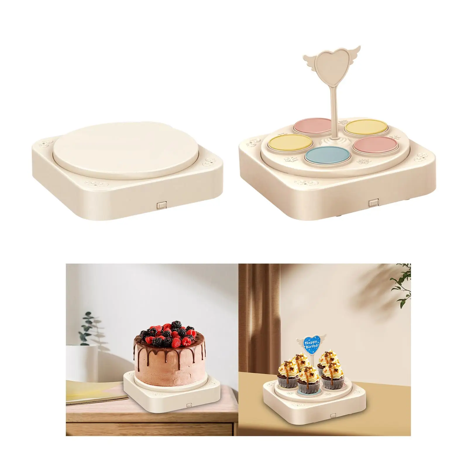 Rotary Baking Display Tray Cake Stand with Music Cake turnable for Gift Baking Wedding