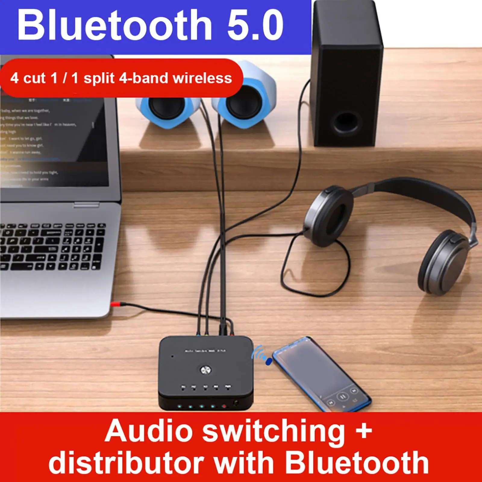 3.5mm Switch Box Converter Wireless Audio Splitter.5mm Audio Switcher