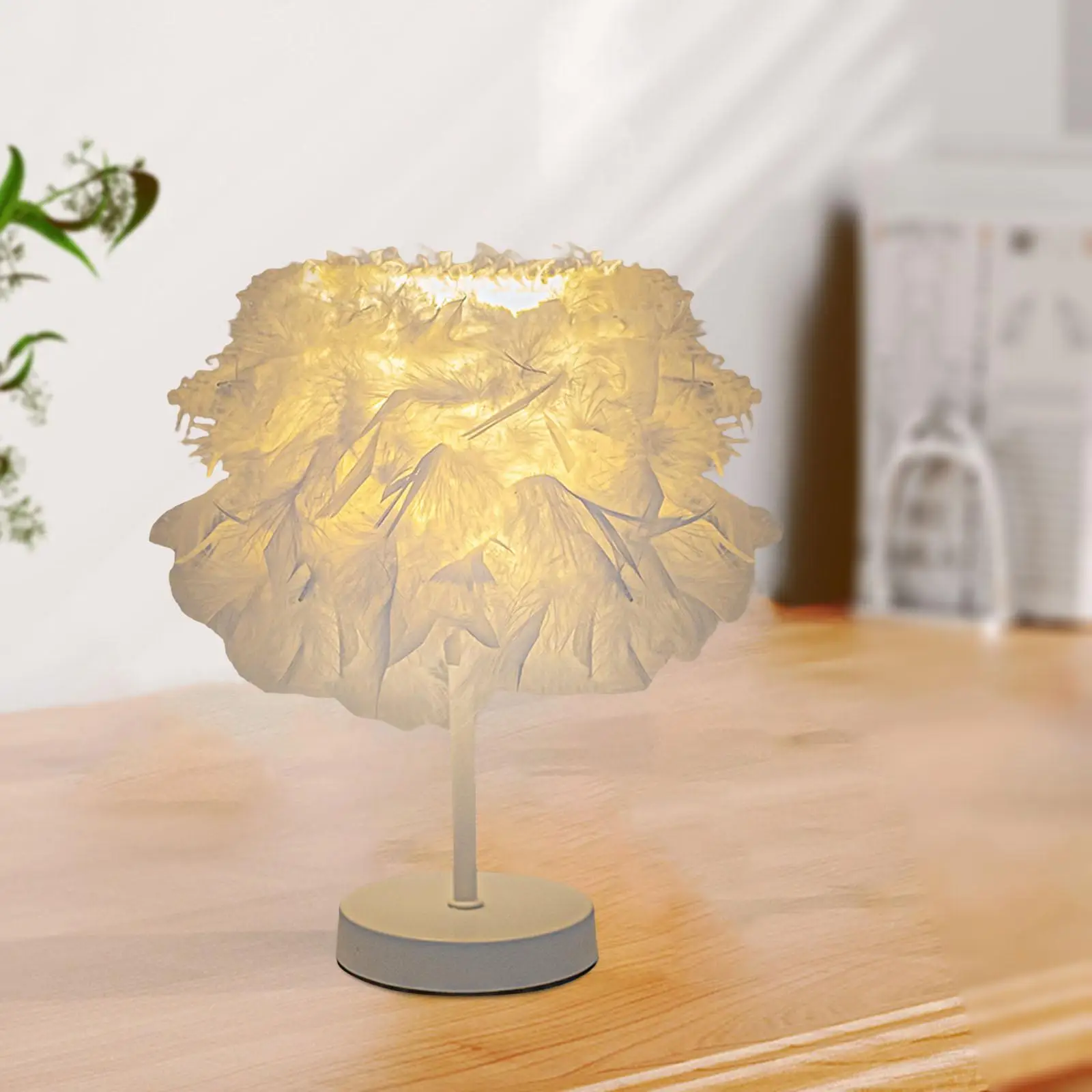 Desk Night Lights Feathers Shade Table Lamp for Wedding Bedside living room decoration
