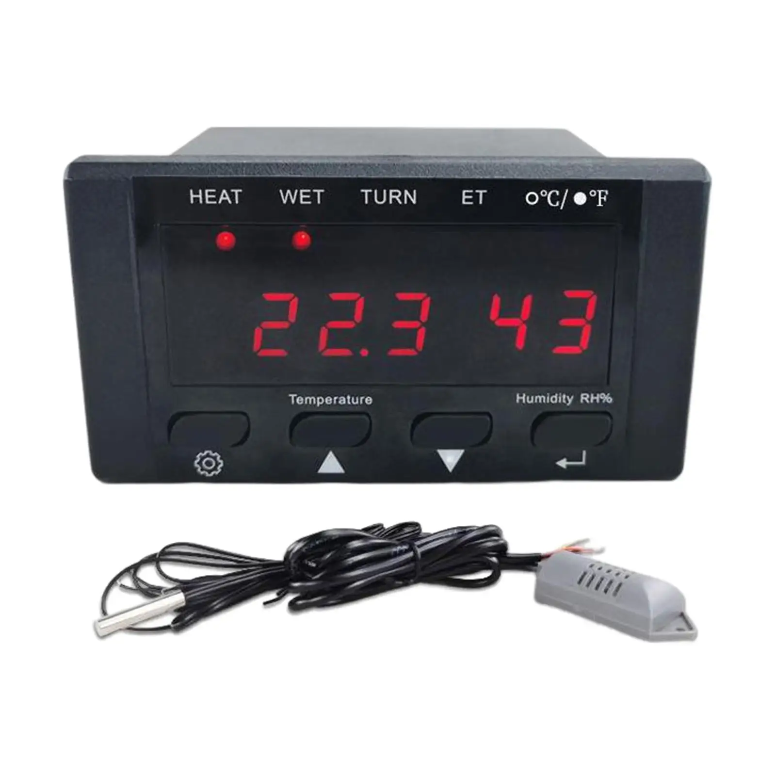 HT-10 Incubator Controller Thermostat Hygrostat with Temperature Humidity Sensor Prob Over Limit Alarm for Egg Hatching Duck Egg