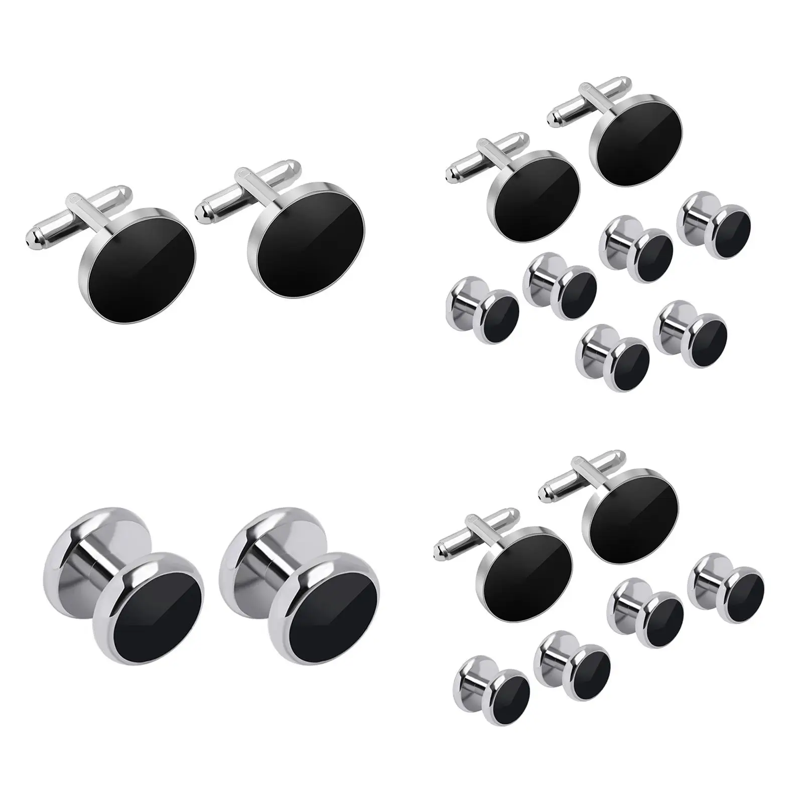 Cufflinks and Studs Set, Customed Formal Solid Unique Jewelry,  Links Kit for Tuxedo Puit Shirts Party Business Wedding