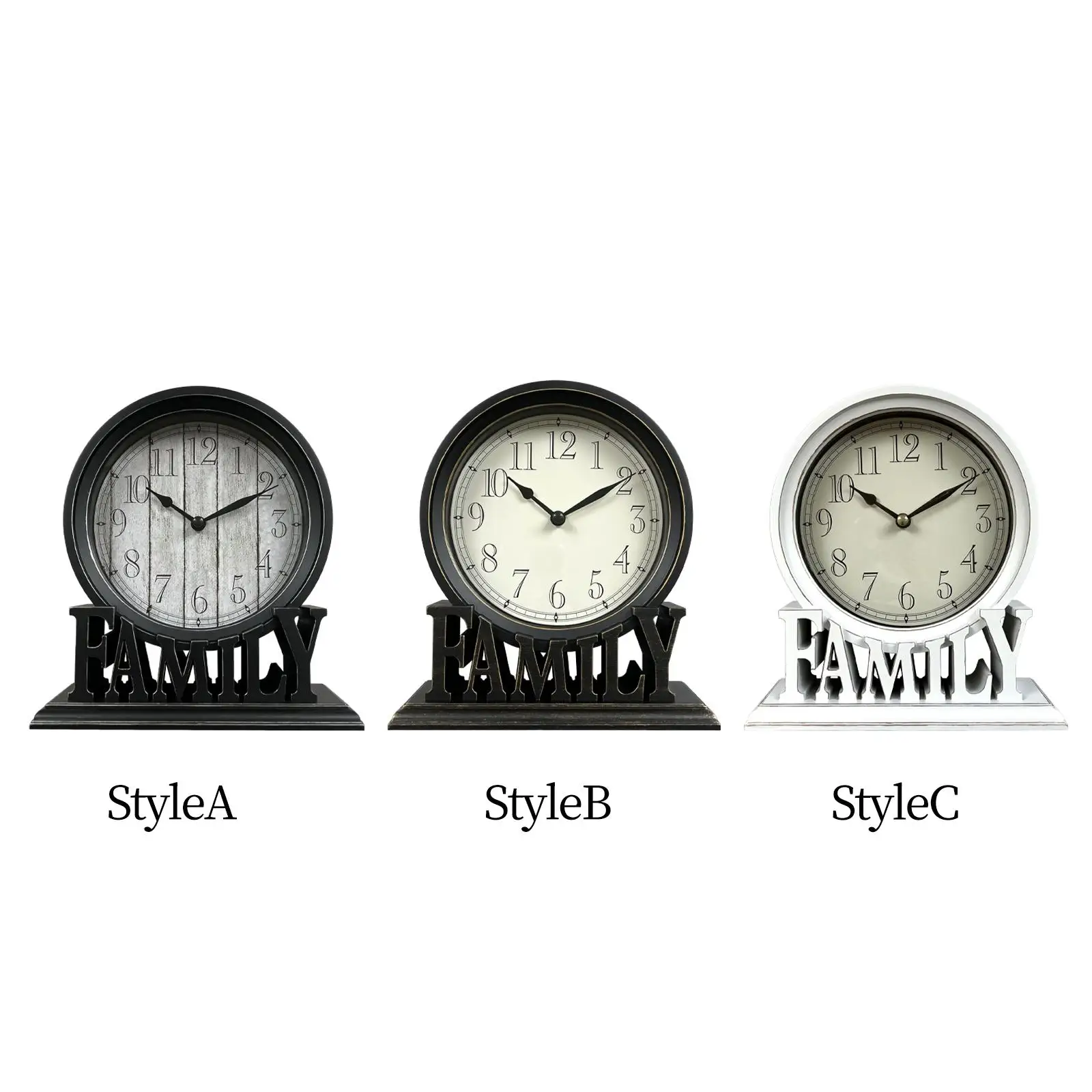 Round Table Clock On Stand Silent Mantel Clocks for Bedroom Fireplace Decors