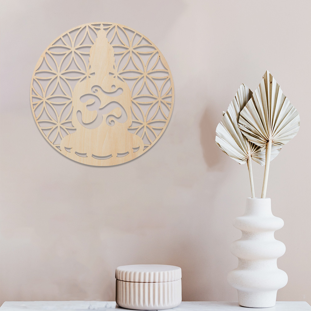Kit Art Mural Géométrie Sacrée Kopinma - Fleur De Vie, Carré Et Sculpture Bois | Décoration Spirituelle