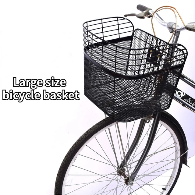 大きな折りたたみ式自転車バスケット,黒いメッシュバスケット,バイクアクセサリー